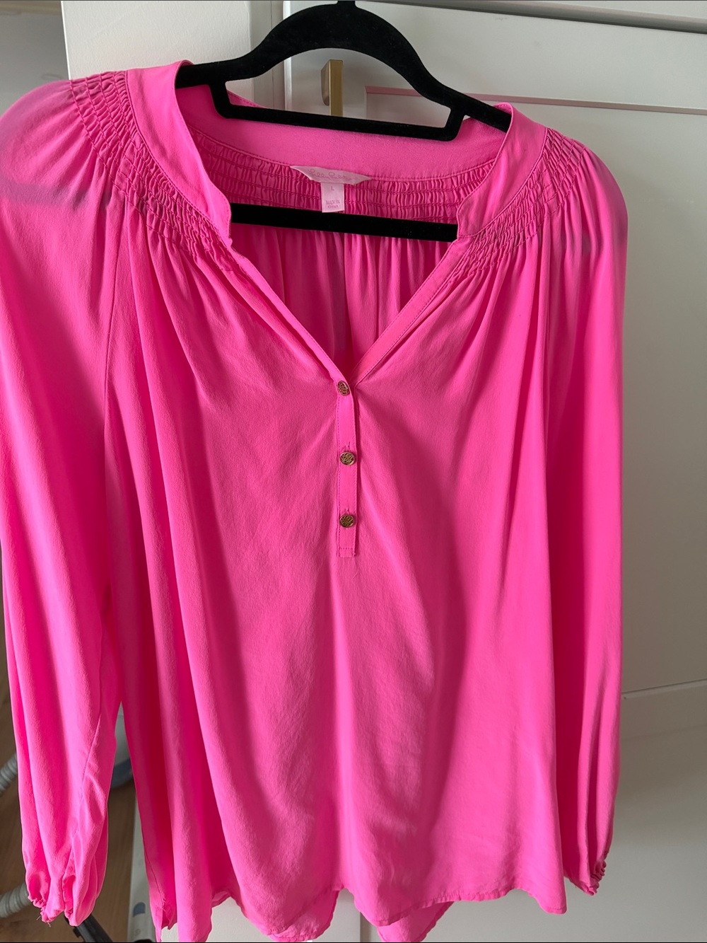 Lilly Pulitzer Hot Pink Silk Elsa Blouse